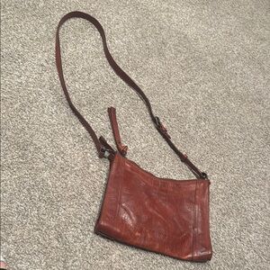 Frye Brown Leather Crossbody Bag with Triangular Shape